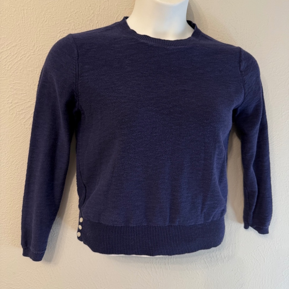 Alex Mill cotton/linen blend crew neck sweater buttons blue size M